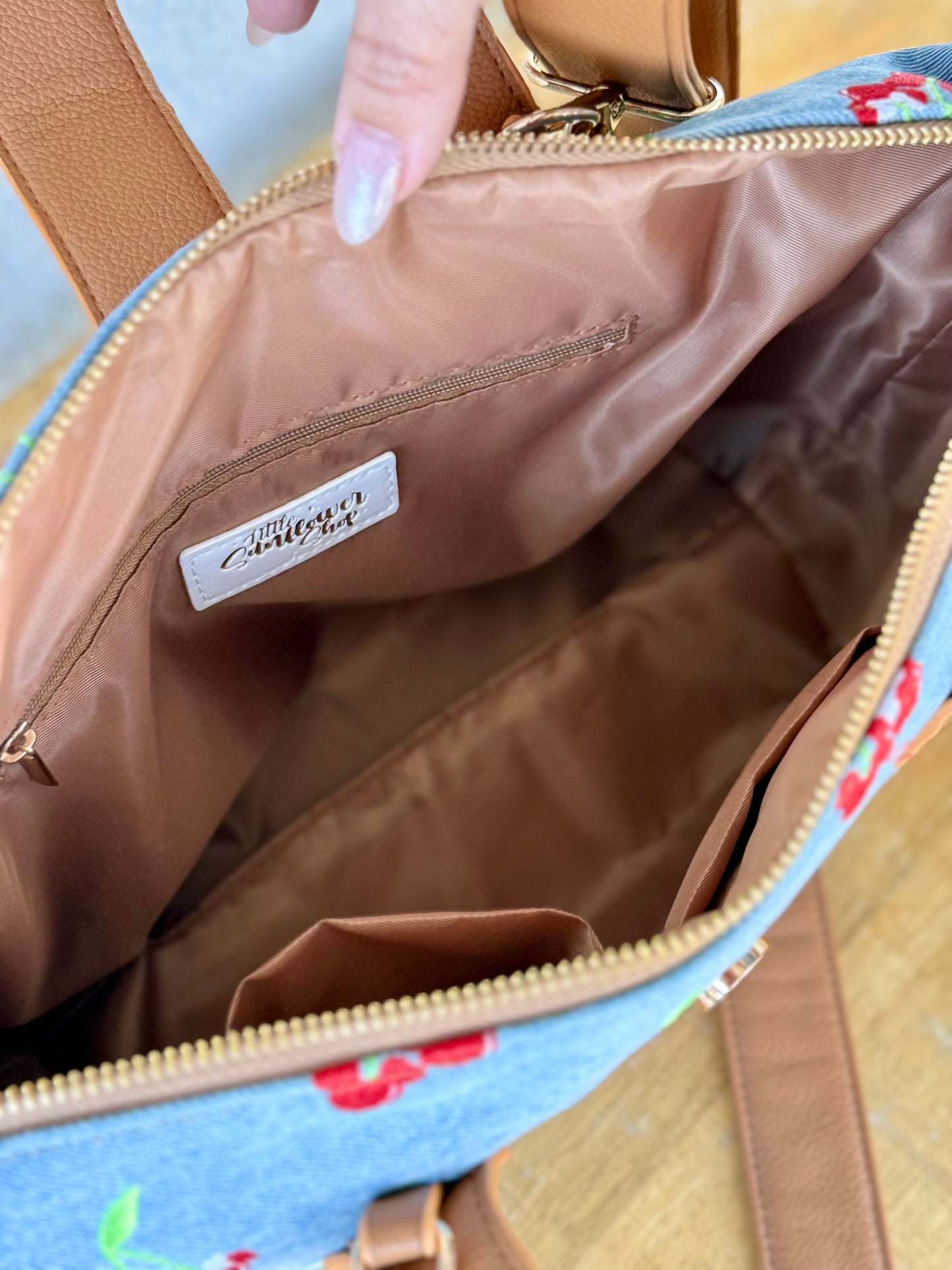 Cherry Lane Denim XL Crossbody (READY TO SHIP) NO EXCHANGES OR CANCELATIONS