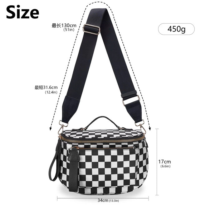 Brown Checkered XL Crossbody (READY TO SHIP) NO EXCHANGES OR CANCELATIONS