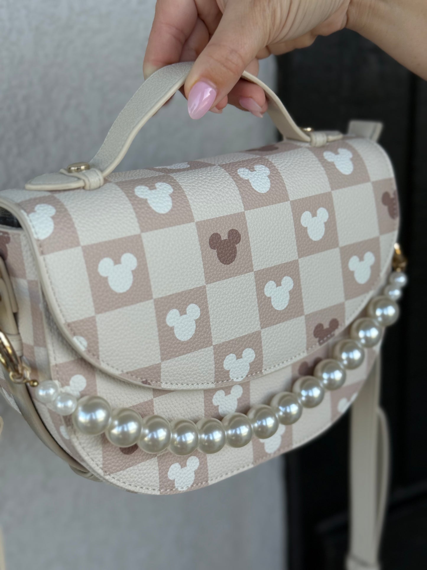 Nude Checkered Crossbody/Hand (READY TO SHIP)