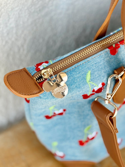 Cherry Lane Denim XL Crossbody (READY TO SHIP) NO EXCHANGES OR CANCELATIONS