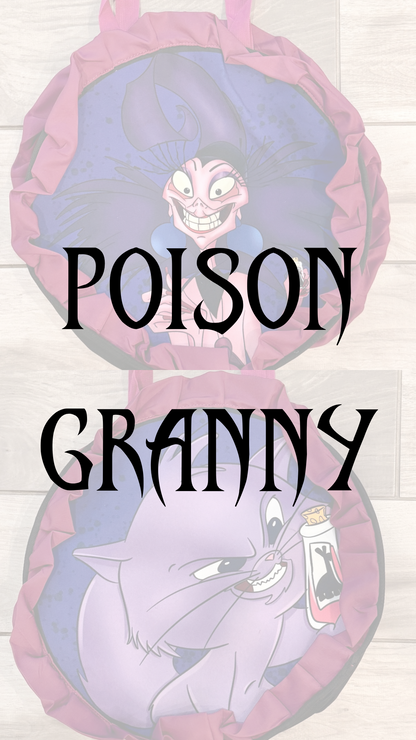 Poison Granny/Cat Villain Tote Bag (READY TO SHIP)  NO EXCHANGES OR CANCELATIONS