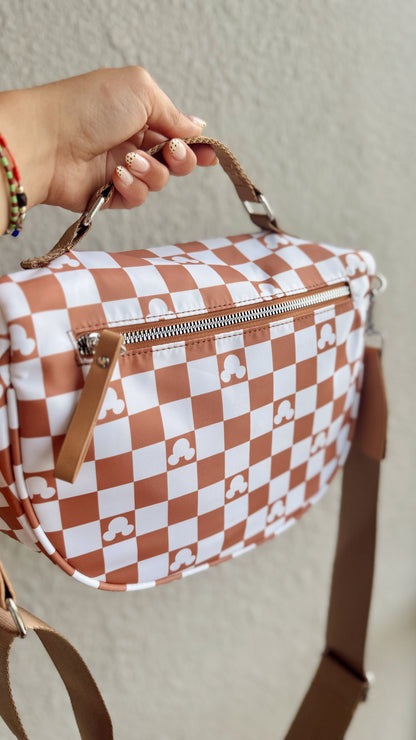 Brown Checkered XL Crossbody (READY TO SHIP) NO EXCHANGES OR CANCELATIONS