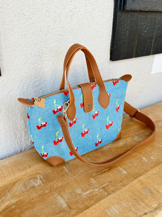 Cherry Lane Denim XL Crossbody (READY TO SHIP) NO EXCHANGES OR CANCELATIONS