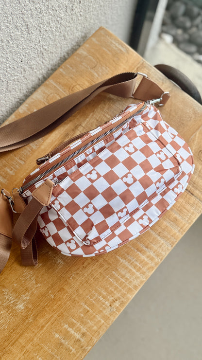 Brown Checkered XL Crossbody (READY TO SHIP) NO EXCHANGES OR CANCELATIONS