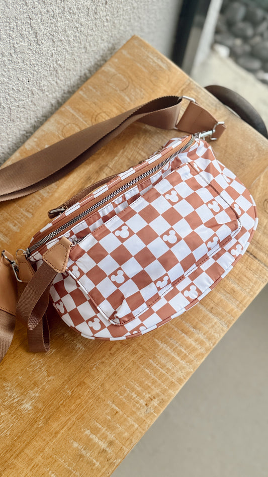 Brown Checkered XL Crossbody (READY TO SHIP) NO EXCHANGES OR CANCELATIONS