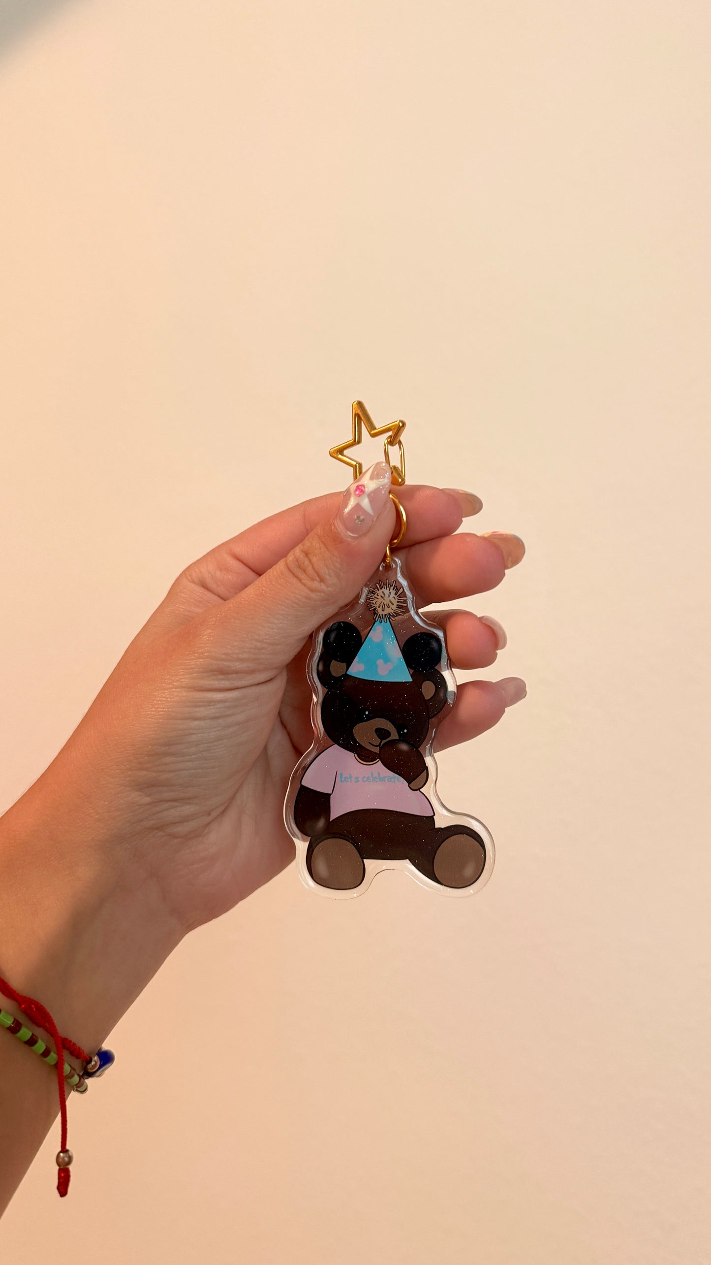 Teddy Bear Birthday Arylic Bag Charm (READY TO SHIP) NO EXCHANGES OR CANCELATIONS
